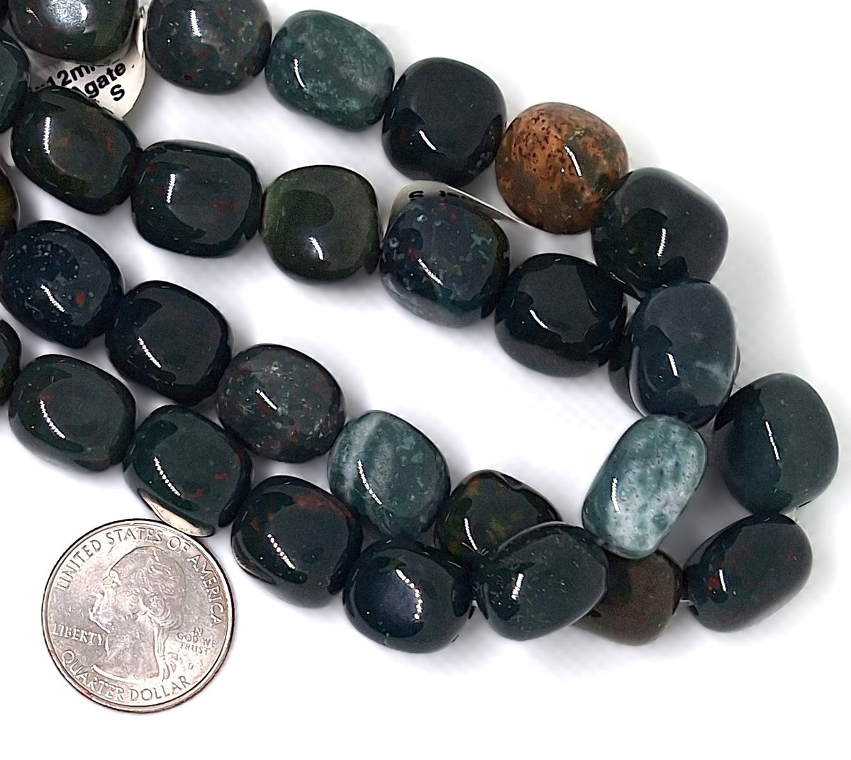 16x12mm Bloodstone Jasper Nugget Gemstone Beads 16-inch Strand