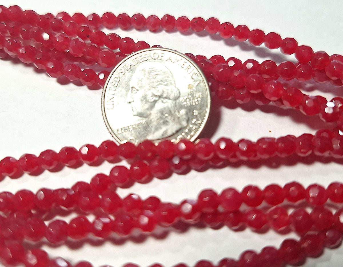 4mm Cherry Quartz Dyed Faceted Round Gemstone Beads 16-Inch Strand