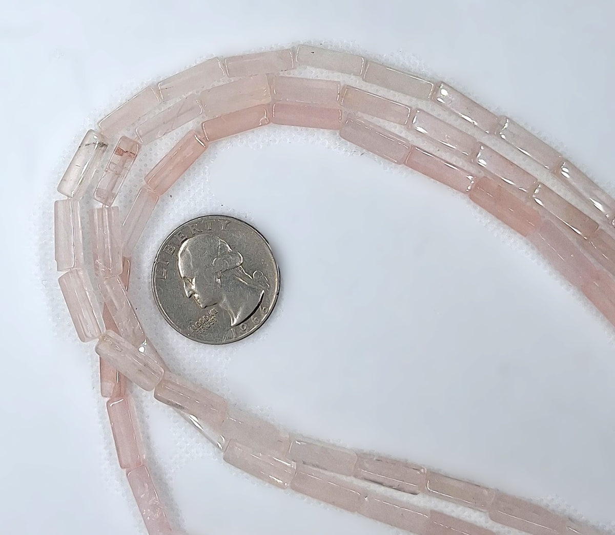 13x4mm Rose Quartz Square Cylinder Gemstone Beads 16-Inch Strand