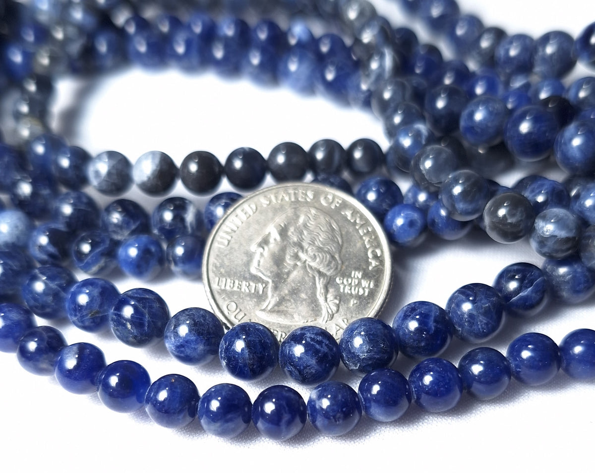 6mm Sodalite Round Gemstone Beads 16-Inch Strand