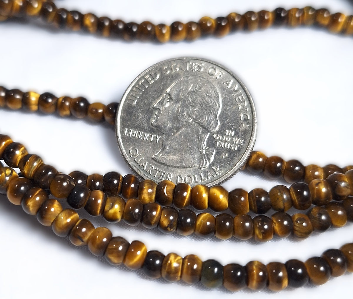 4x3mm Tiger's Eye Smooth Rondelle Gemstone Beads 16-Inch Strand