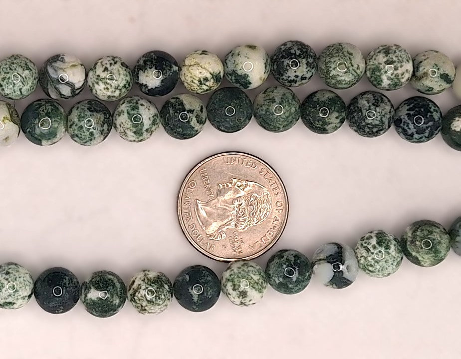 10mm Tree Agate Round Gemstone Beads 8-Inch Strand