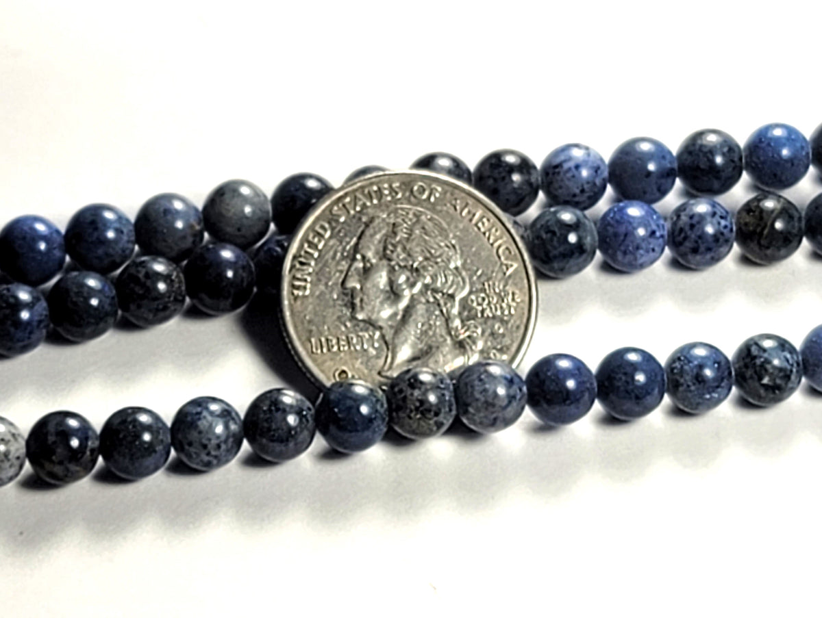 6mm Blue Stone Round Gemstone Beads 8-Inch Strand