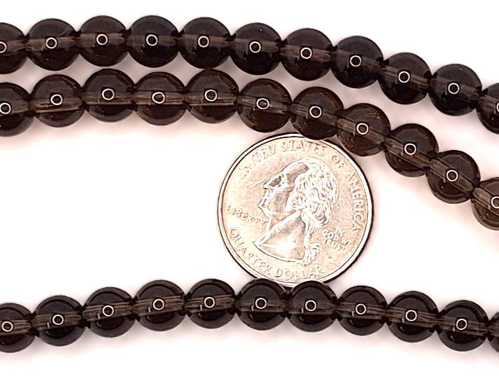 8mm Smoky Quartz Round Gemstone Beads 8-Inch Strand