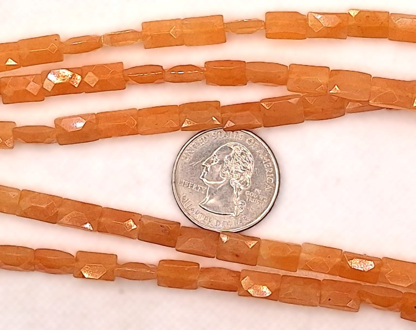 10x6mm Red Aventurine Faceted Rectangle Gemstone Beads 8-Inch Strand