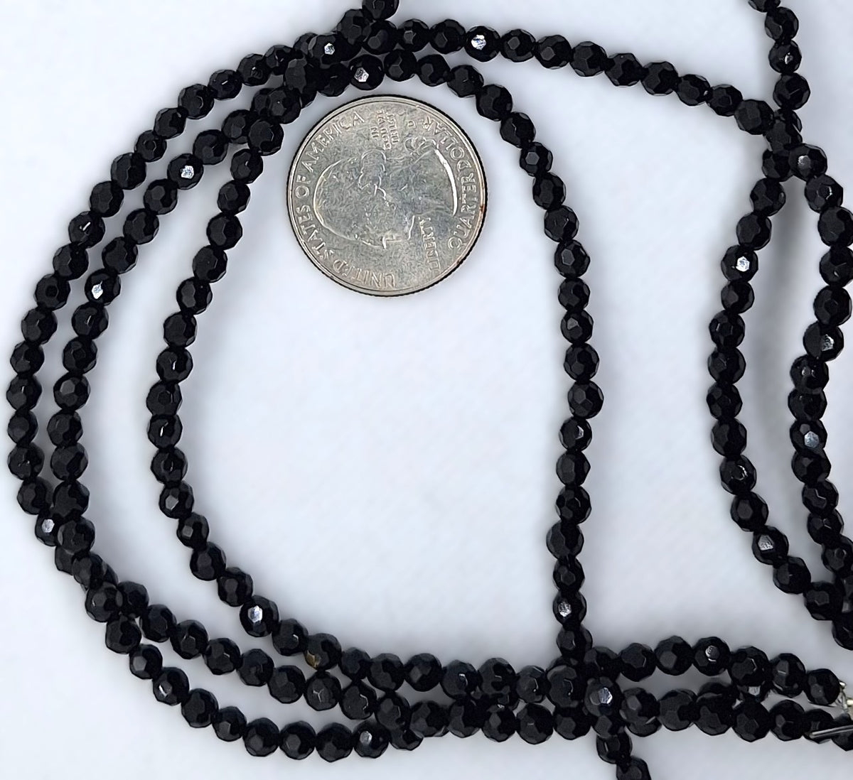 5mm Black Onyx Faceted Round Gemstone Beads 16-Inch Strand