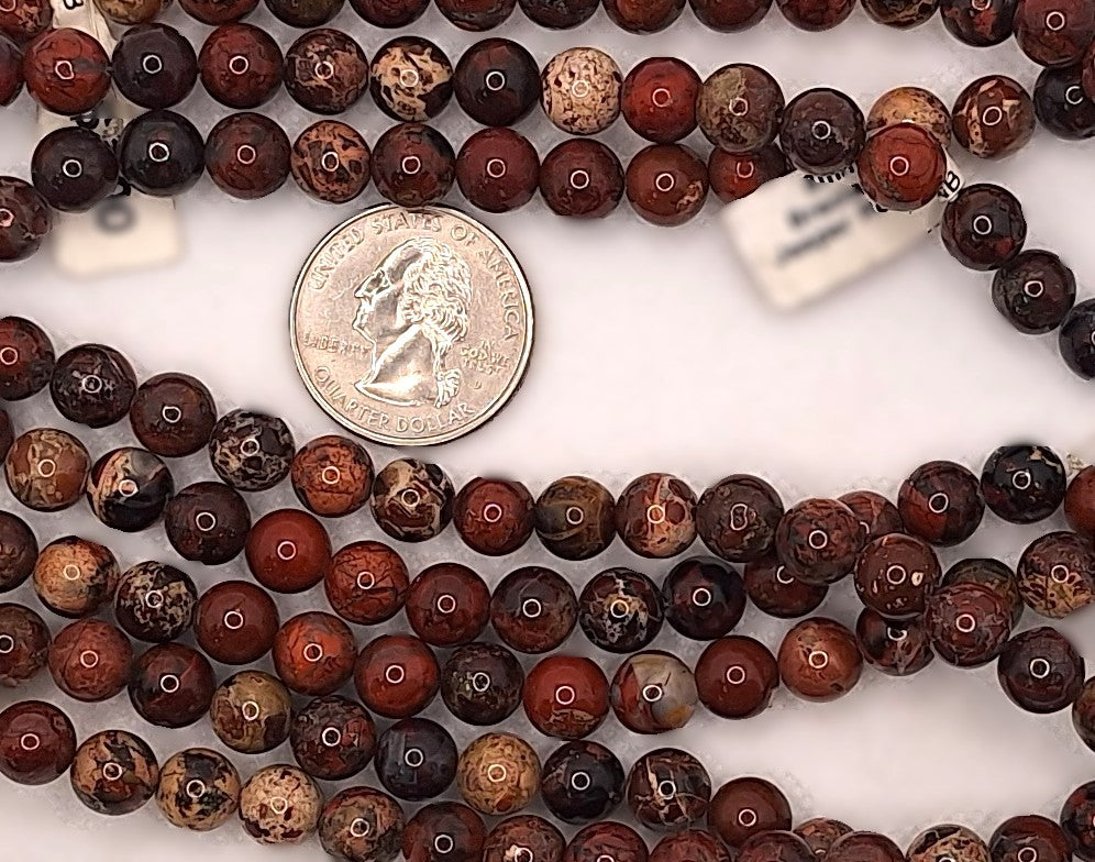8mm Brecciated Jasper Round Gemstone Beads 16-inch Strand