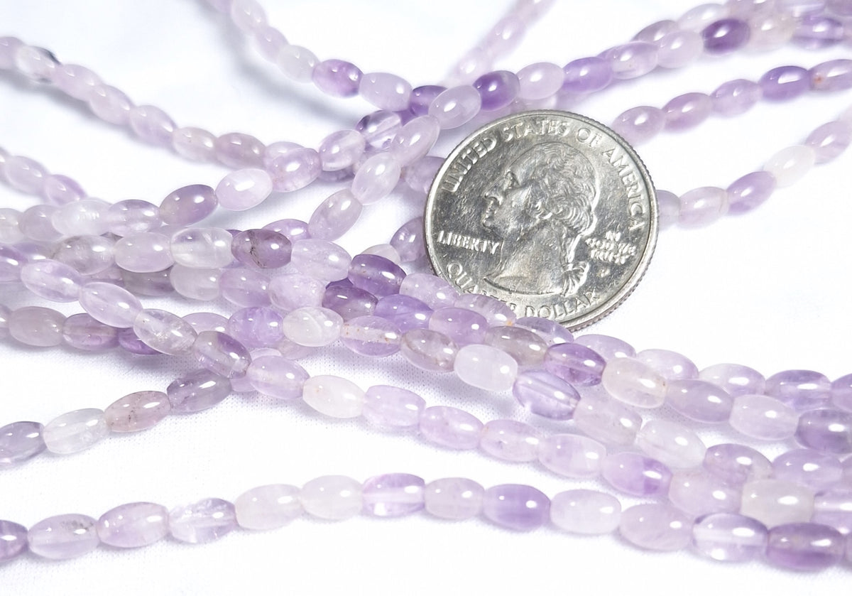 6x4mm Cape Amethyst Rice Shaped Gemstone Beads 16-Inch Strand