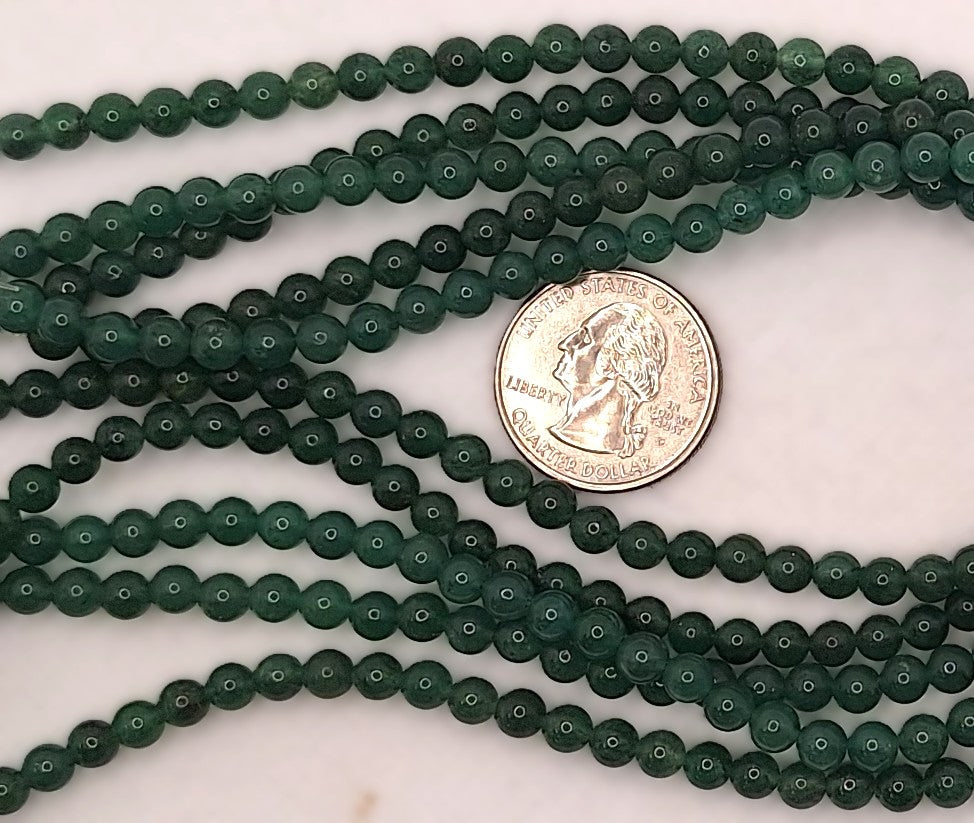 5mm Dark Green Aventurine Round Gemstone Beads 16-inch Strand
