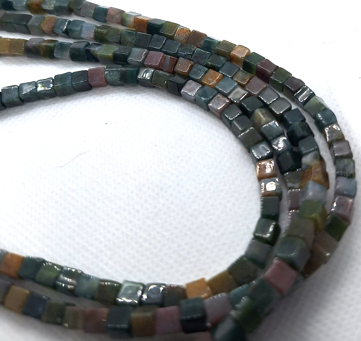 4mm Fancy Jasper Cube Gemstone Beads 16-Inch Strand