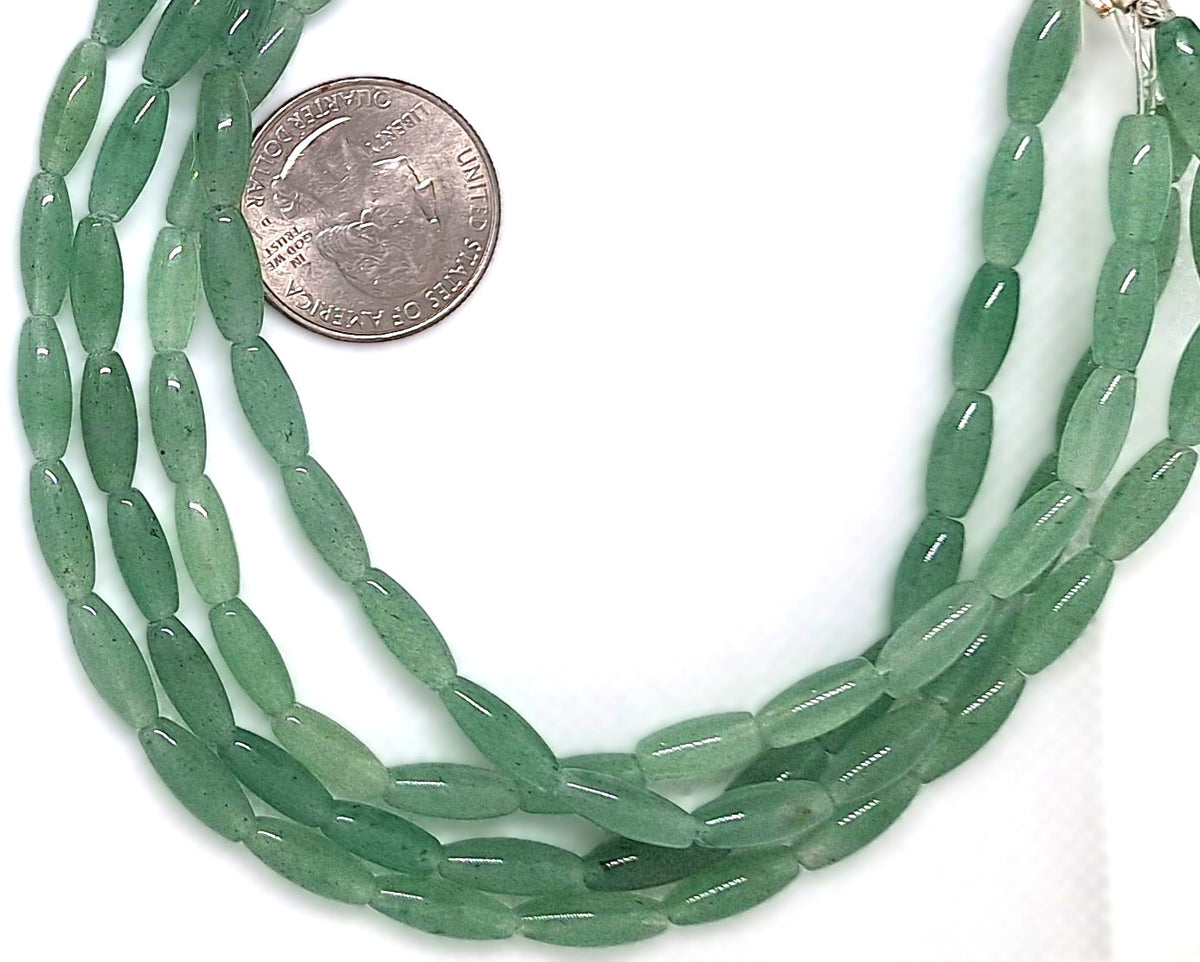 12x5mm Green Aventurine Rice Gemstone Beads 16-inch Strand
