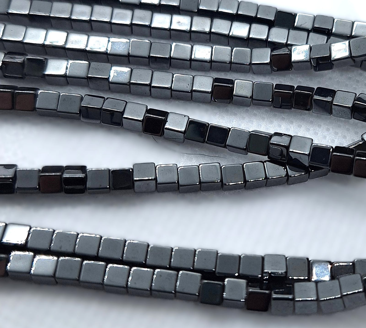 3mm AA Hematite Cube Gemstone Beads 16-Inch Strand