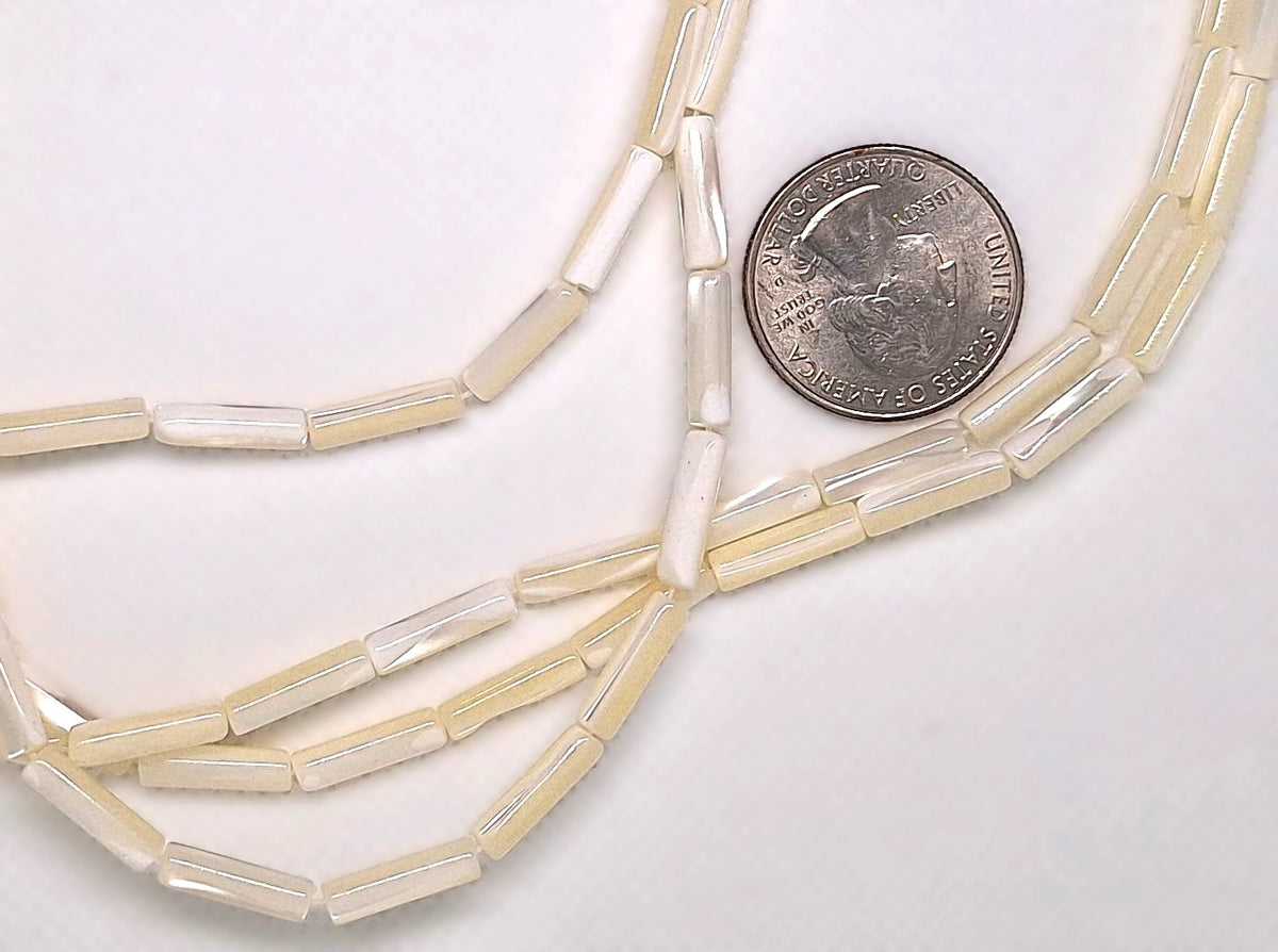 13x4mm Mother of Pearl MOP Cylinder Tube Gemstone Beads 16-inch Strand