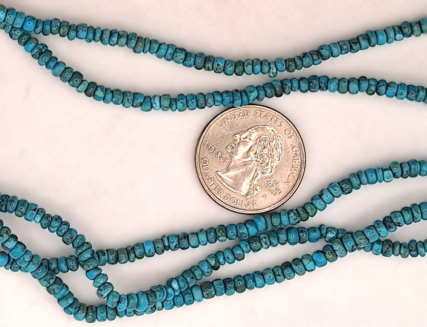 4x3mm Chinese Turquoise Heishi Gemstone Beads 8-Inch Strand