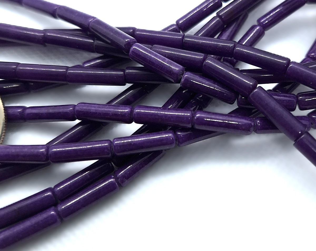 13x4mm Purple Jade Dyed Tube Gemstone Beads 16-Inch Strand