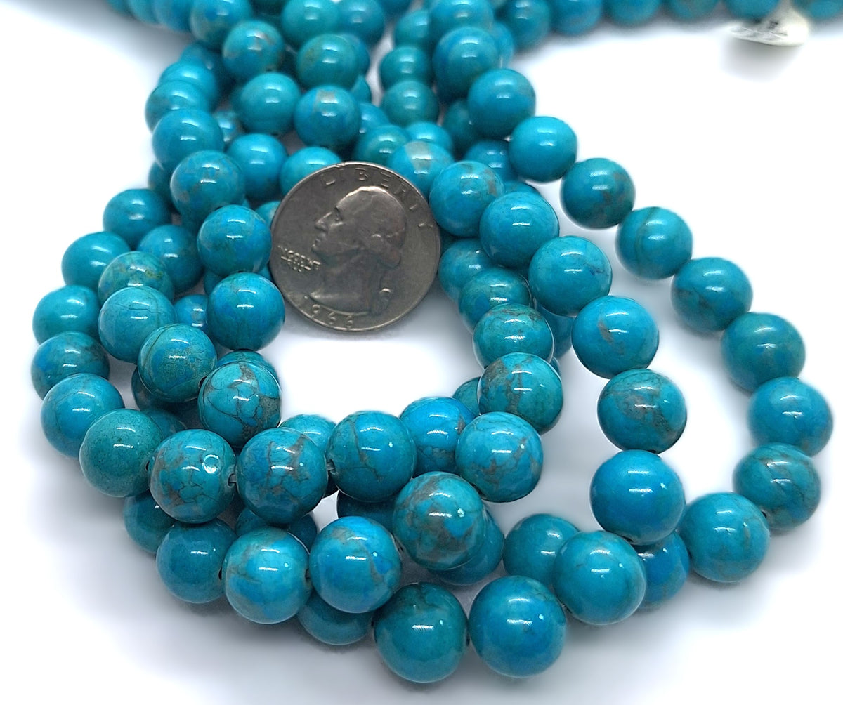 10mm Turquoise Dyed Howlite Round Gemstone Beads 16-Inch Strand