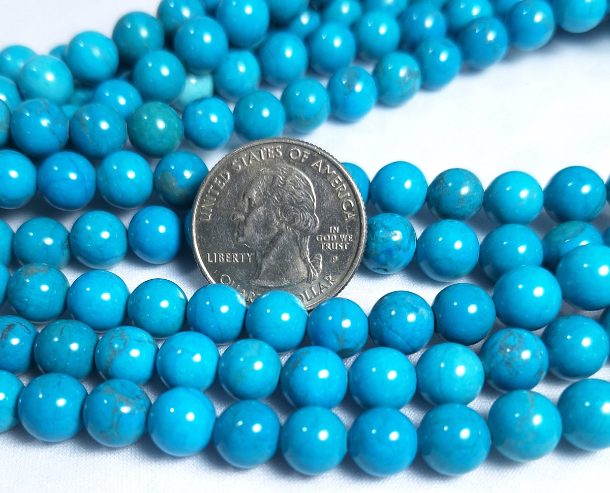 8mm Turquoise Blue Dyed Howlite Gemstone Beads 16-Inch Strand