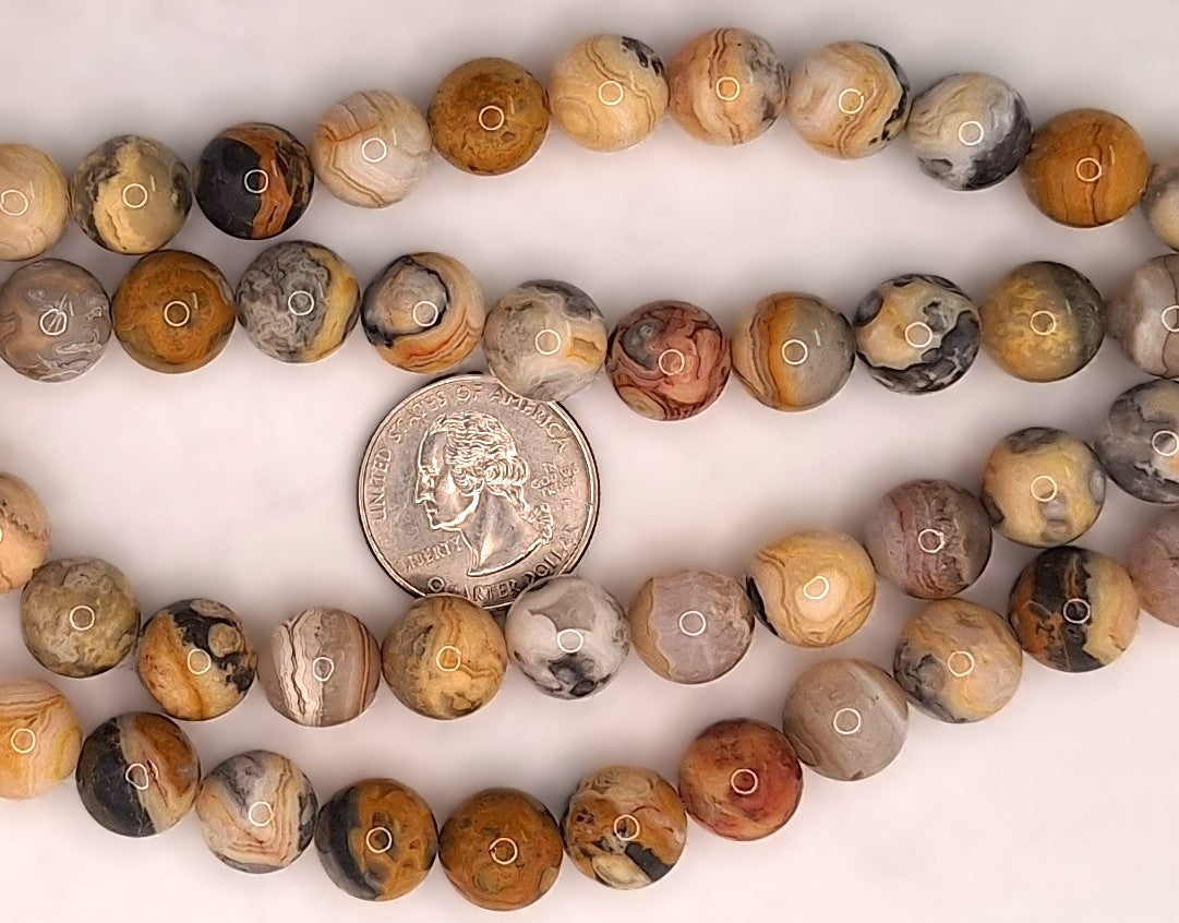 12mm Crazy Lace Agate Round Gemstone Beads 8-inch Strand