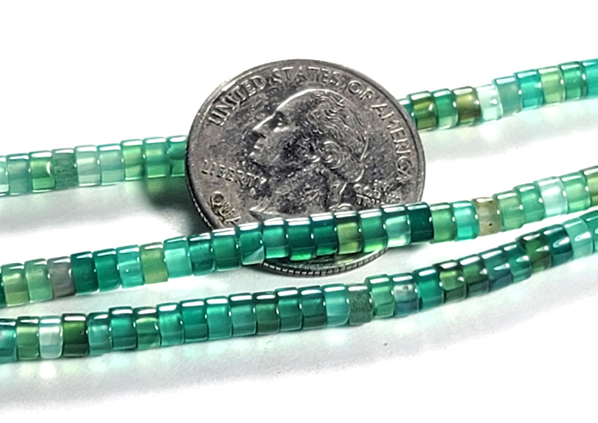 4x2mm Green Agate Heishi Button Gemstone Beads 8-Inch Strand