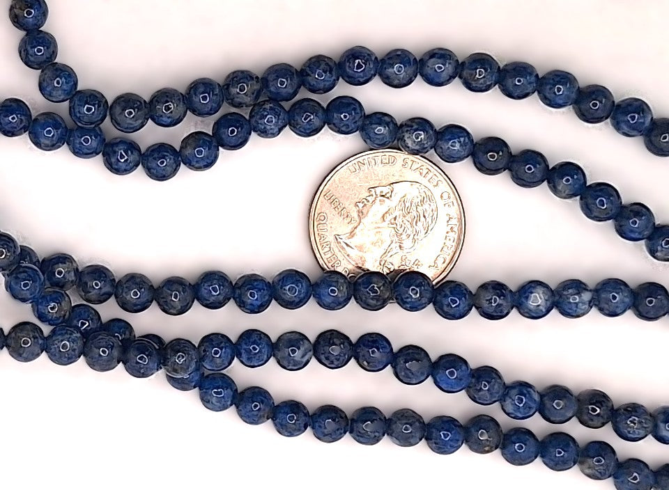 6mm Lapis Natural Round Gemstone Beads 8-inch Strand