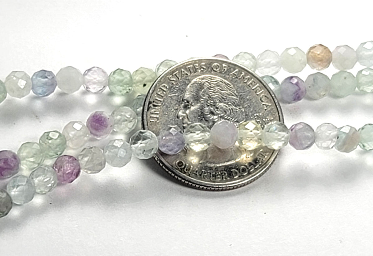 5mm Rainbow Fluorite Faceted Round Gemstone Beads 8-Inch Strand