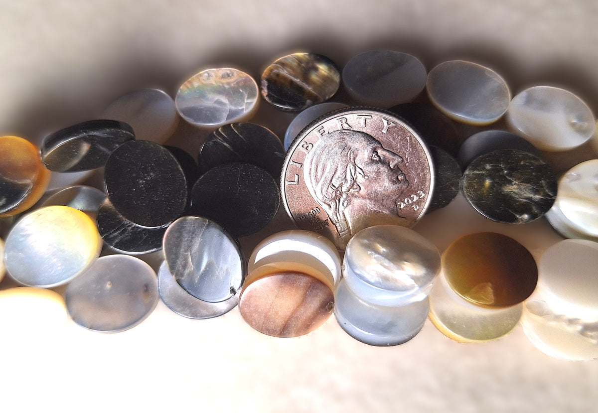 14x10mm Mother of Pearl Black Lip Shell Mixed Oval Beads 16-Inch Strand