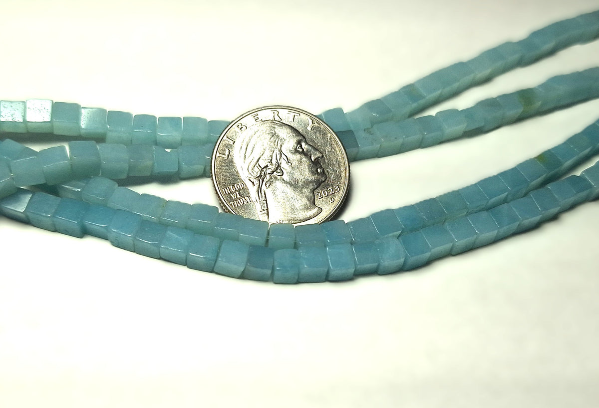 4mm Amazonite Cube Gemstone Beads 16-Inch Strand
