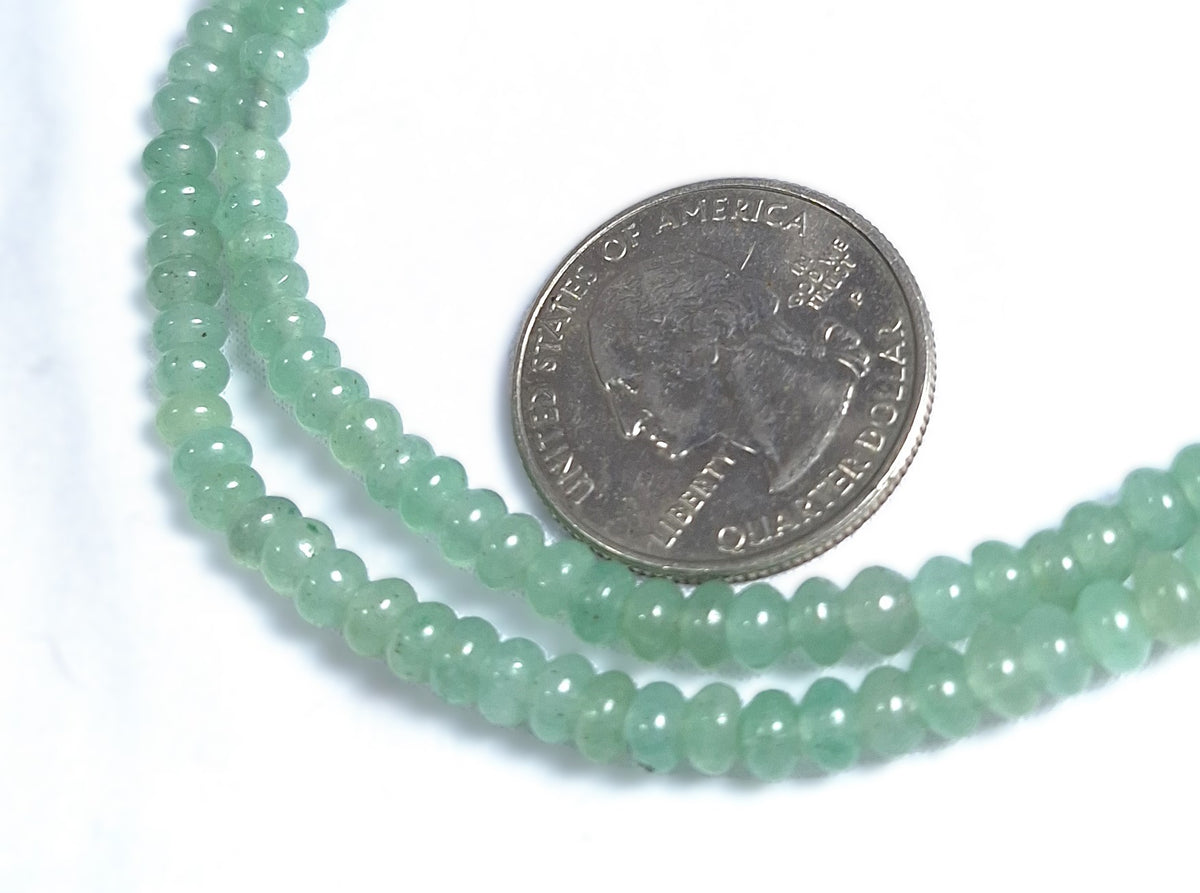 4x3mm Green Aventurine Smooth Rondelle Gemstone Beads 16-Inch Strand
