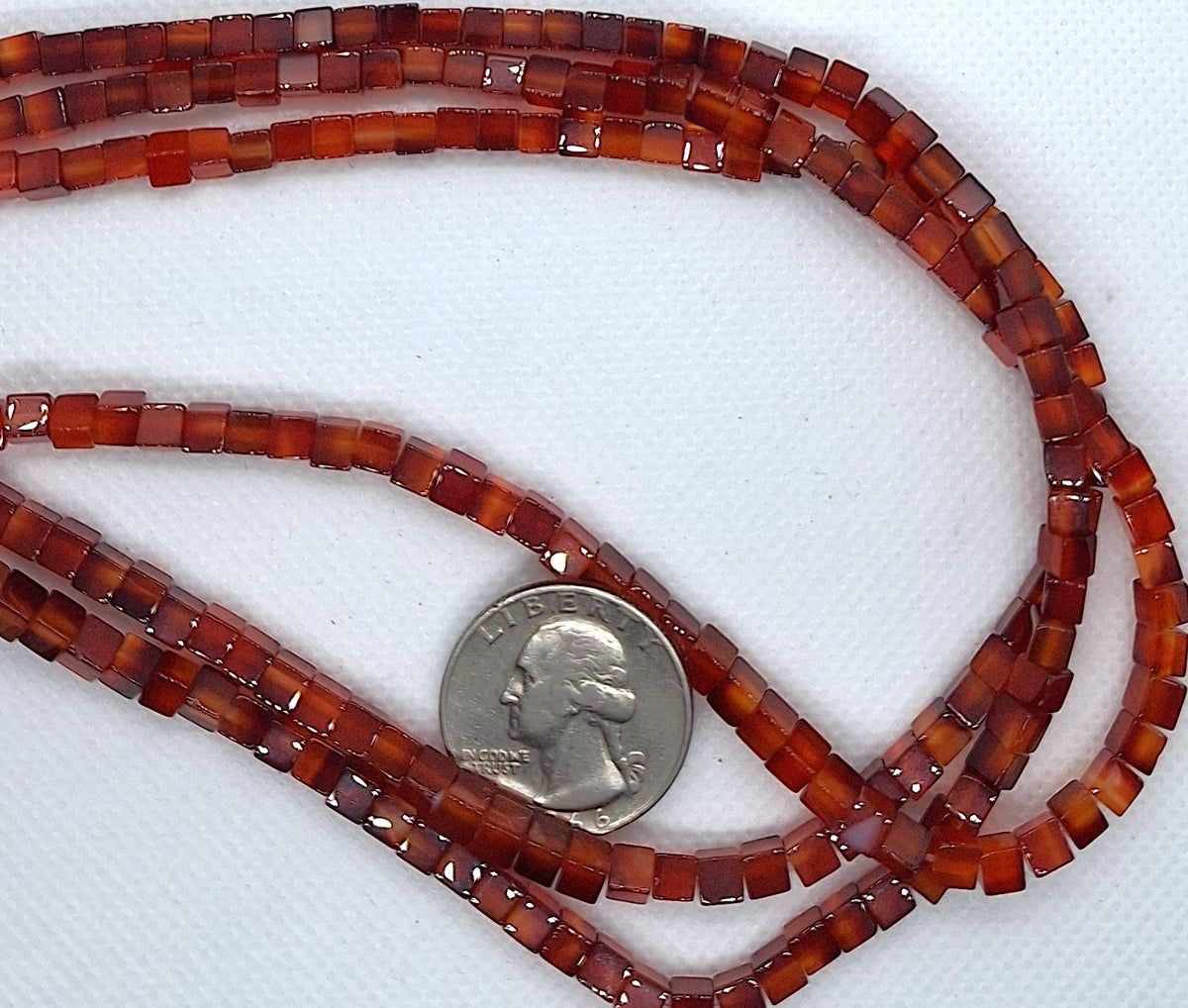 4mm Carnelian Cube Gemstone Beads 16-Inch Strand