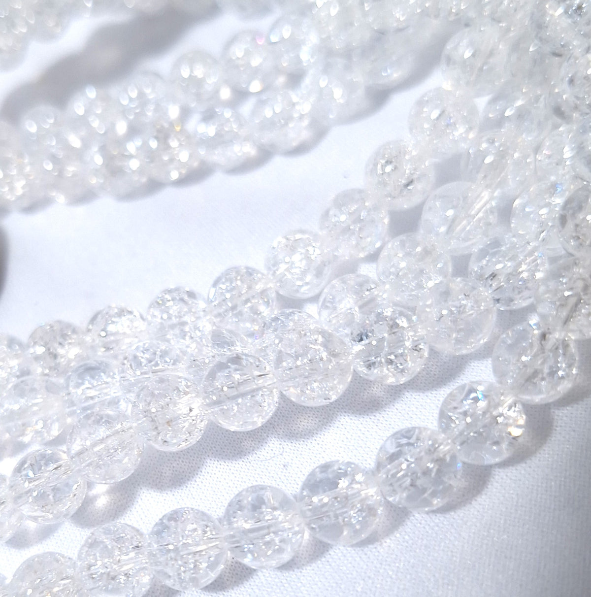 7mm Ice Flake Quartz Round Gemstone Beads 16-Inch Strand