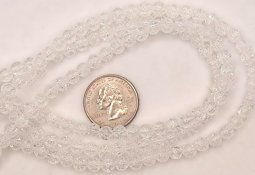 6mm Crackle Quartz Round Gemstone Beads 16-inch Strand