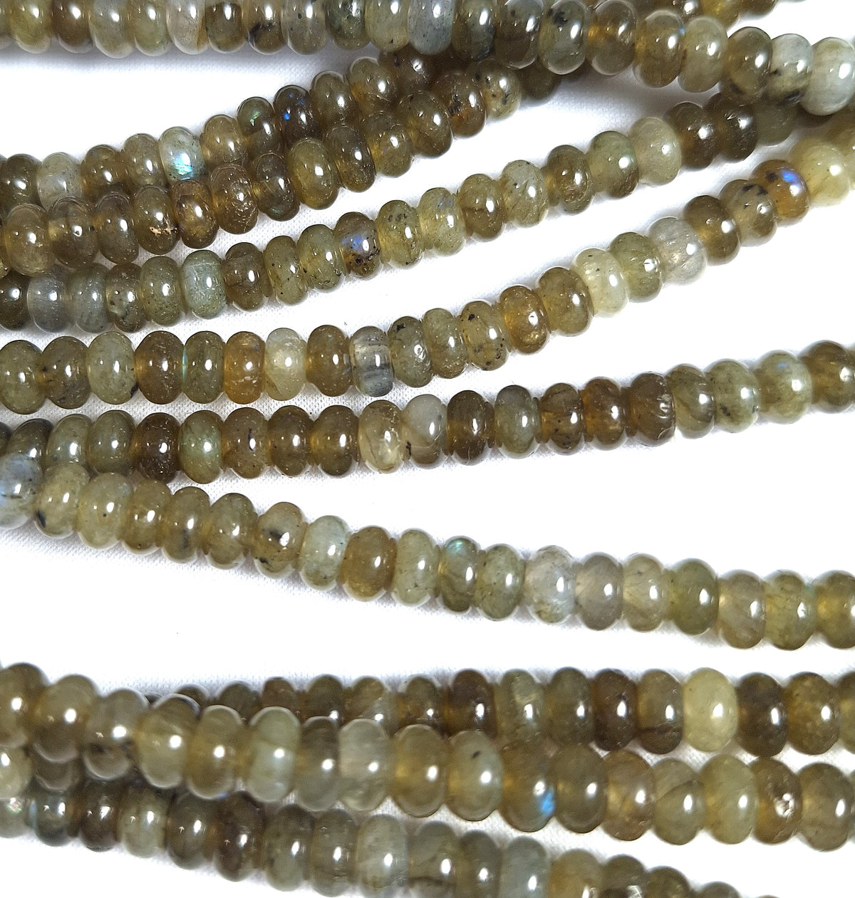6x4mm Labradorite Smooth Rondelle Gemstone Beads 16-Inch Strand