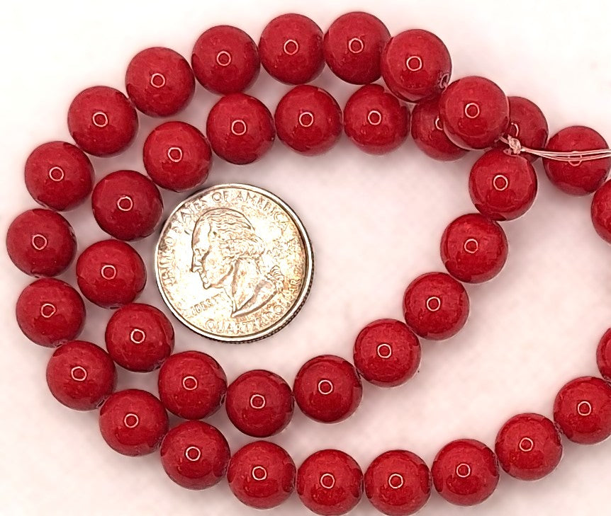 10mm Red Quartz Round Gemstone Beads 16-inch Strand