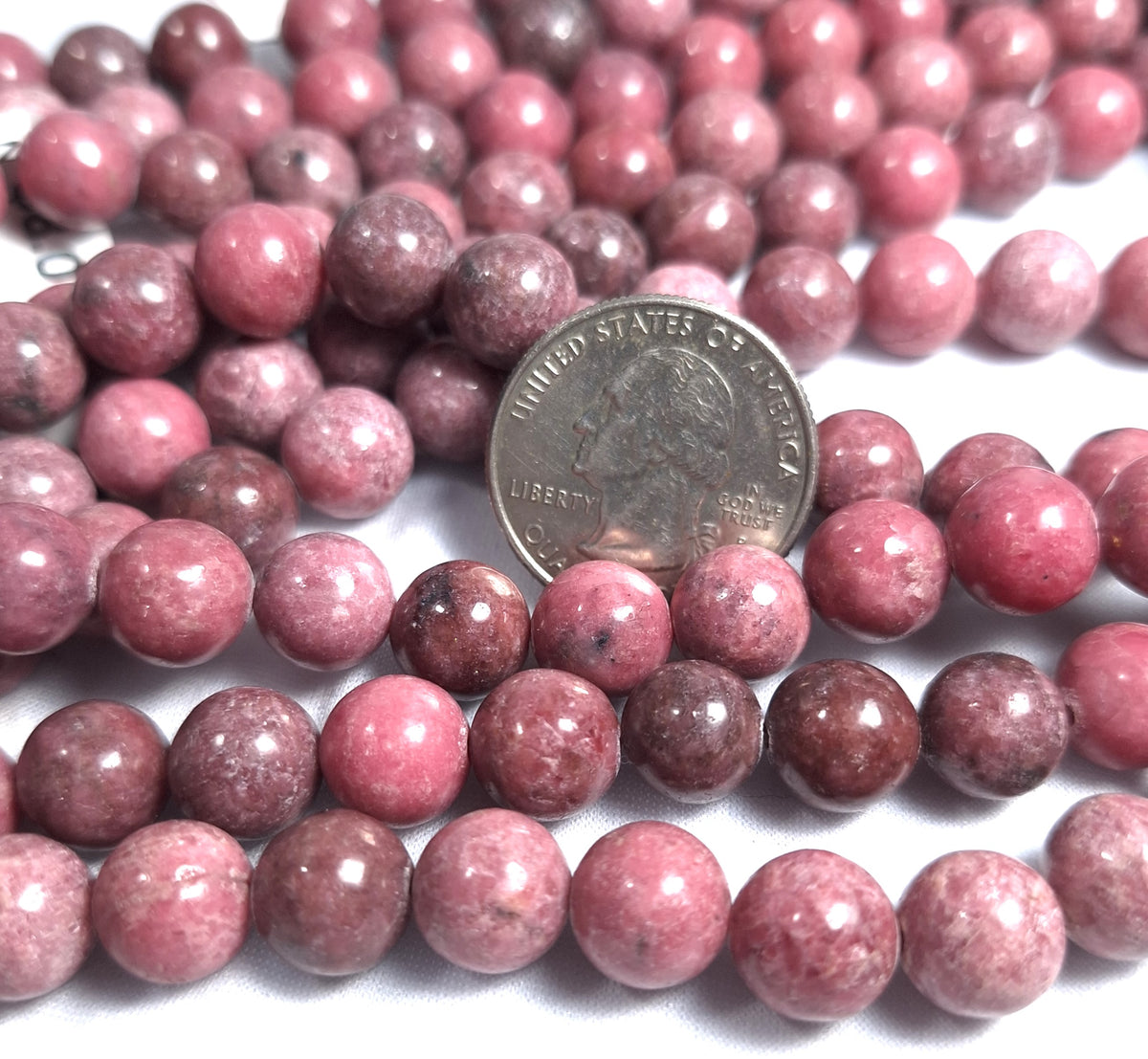 10mm Rhodonite Round Gemstone Beads 16-Inch Strand