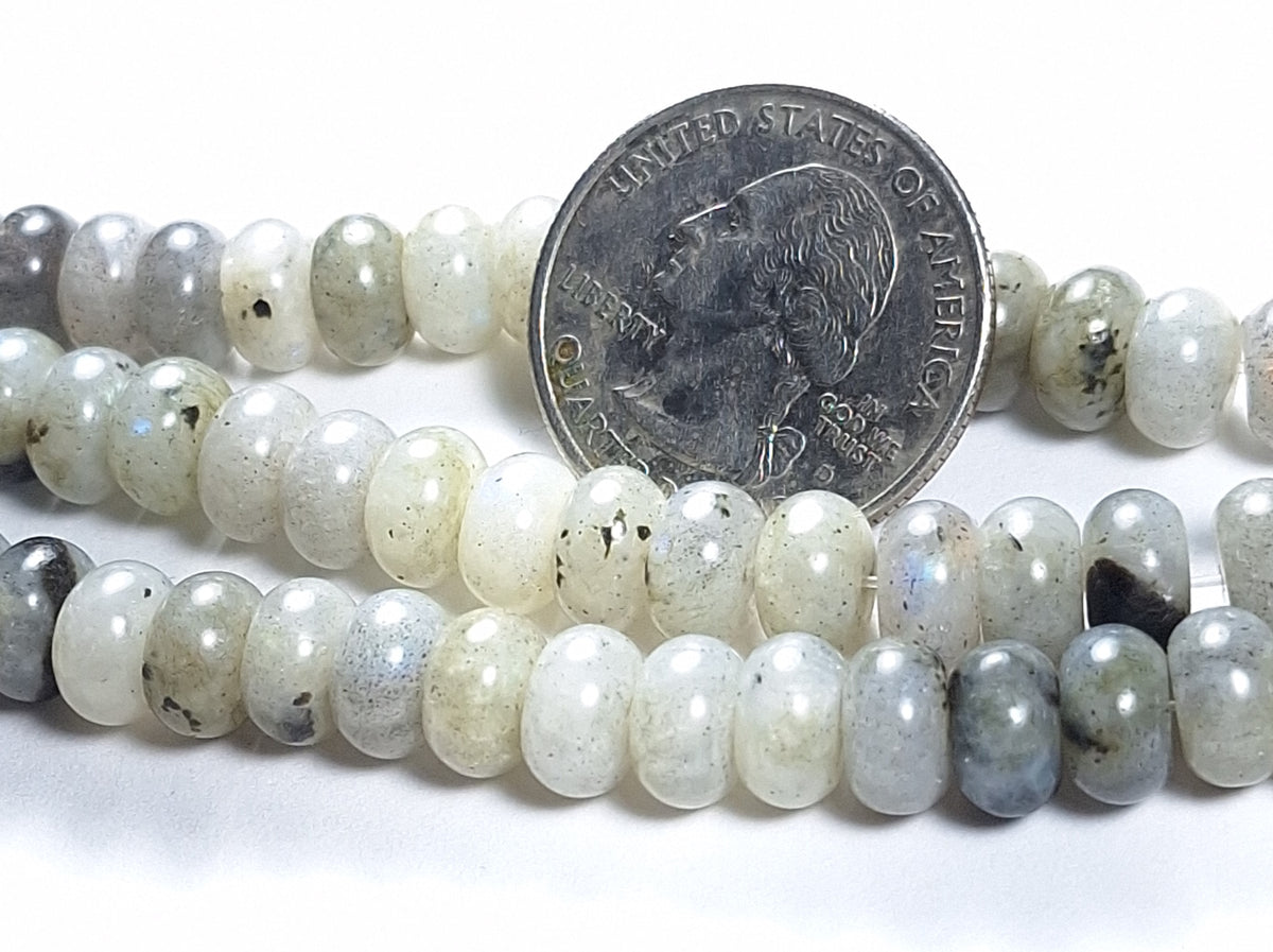 8x5mm Labradorite Smooth Rondelle Gemstone Beads 8-Inch Strand