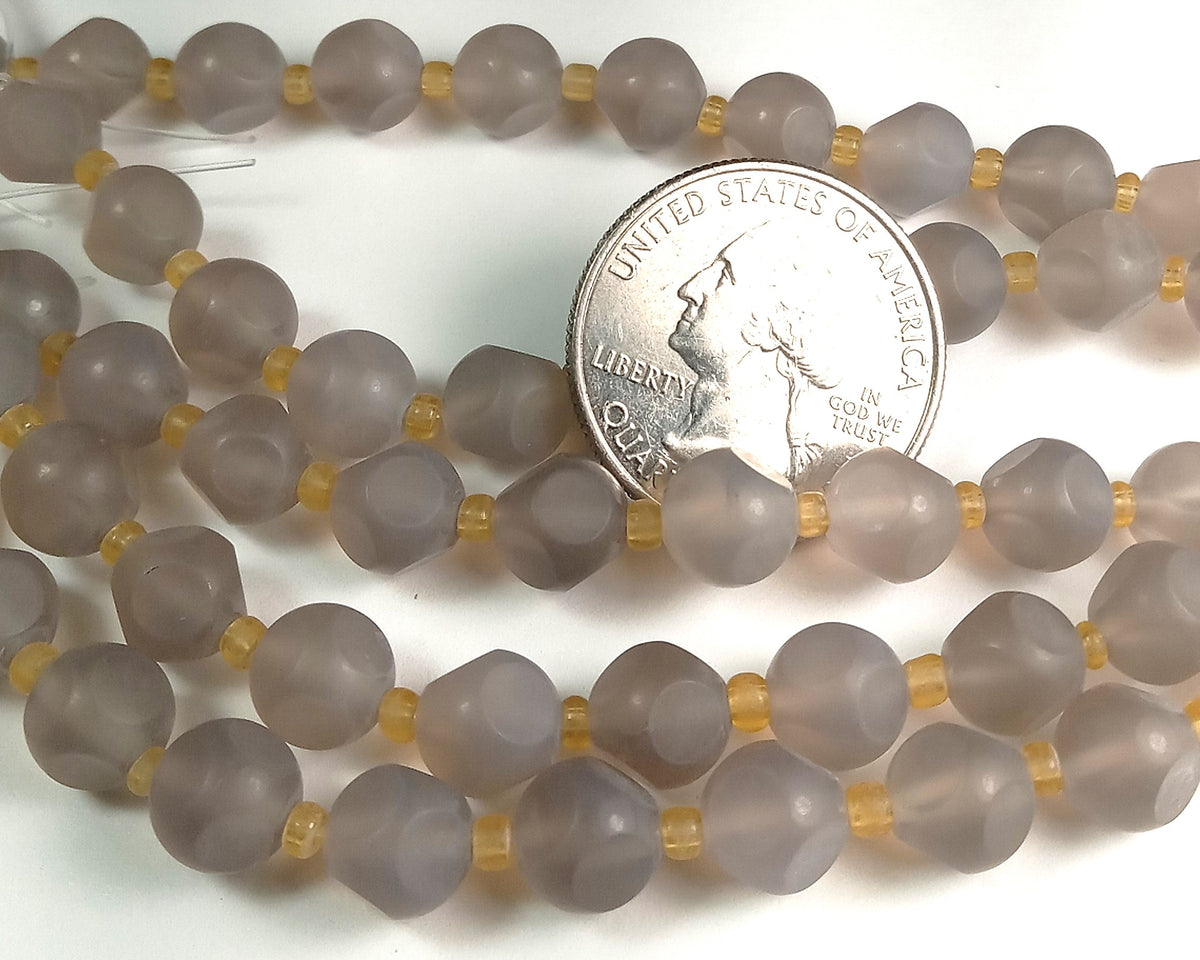 8mm Gray Agate Faceted Magic Square Gemstone Beads 8-Inch Strand