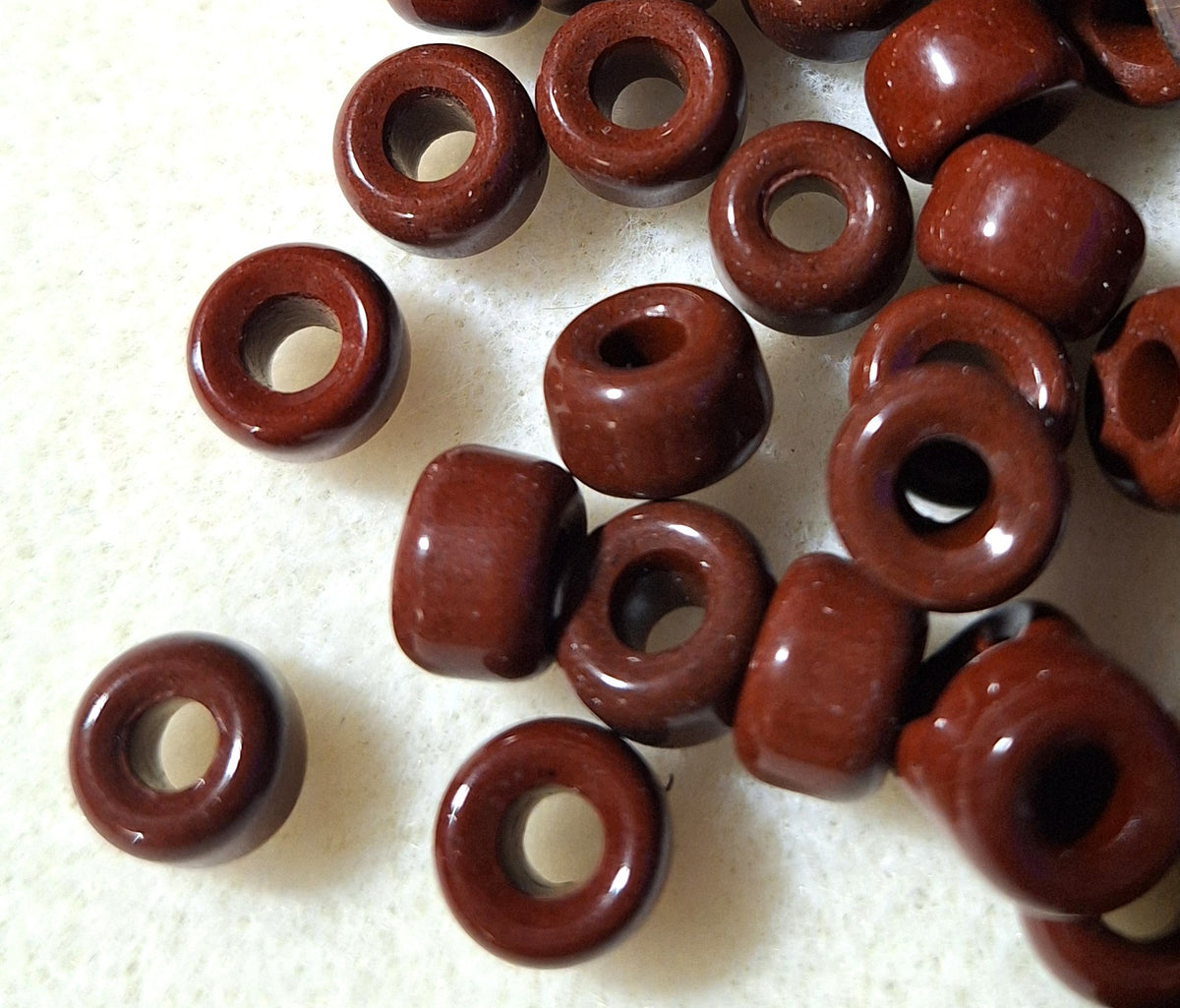 9mm Brown Opaque Crow Roller Beads 120ct