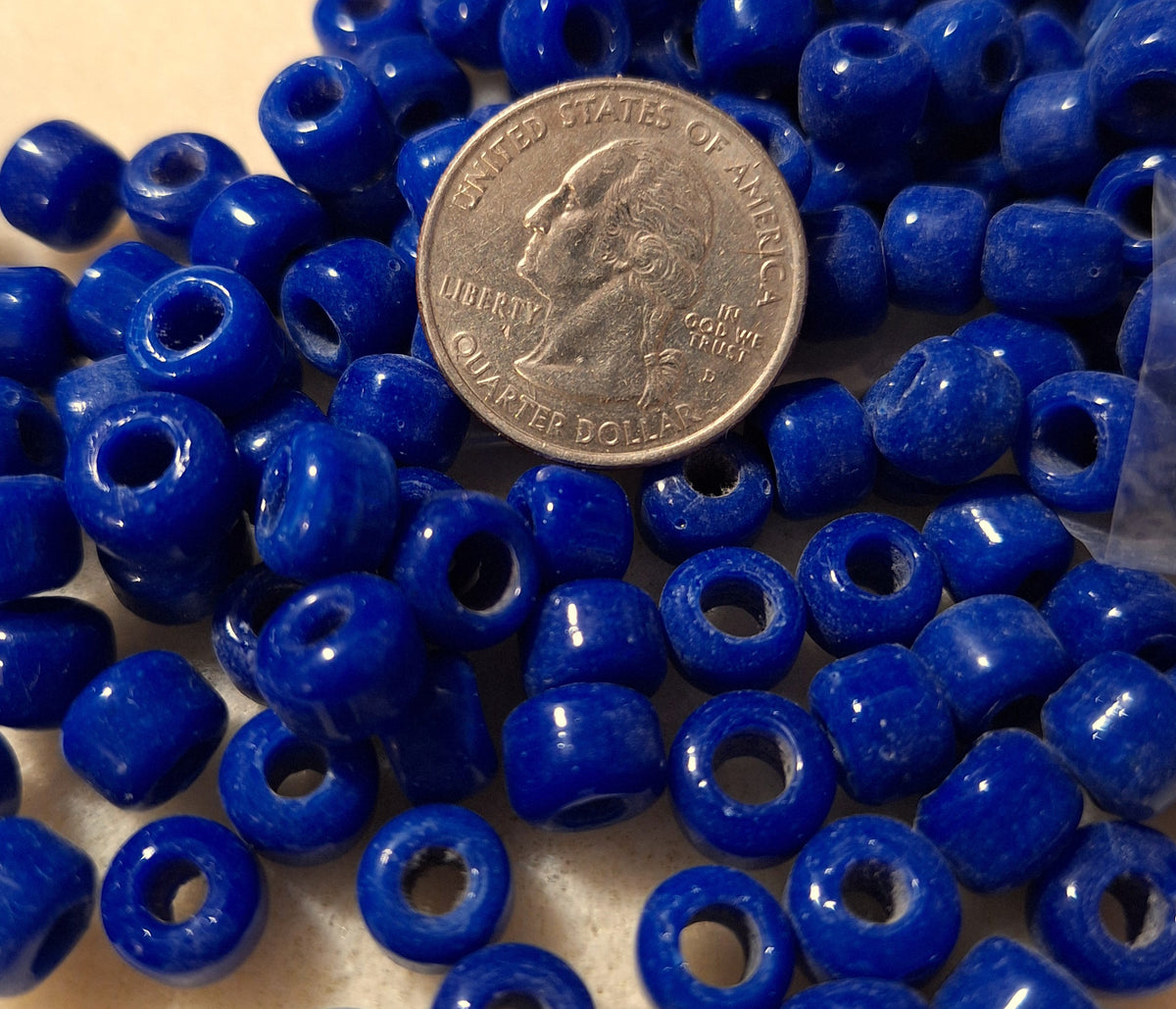9mm Royal Blue Opaque Crow Roller Beads 120ct
