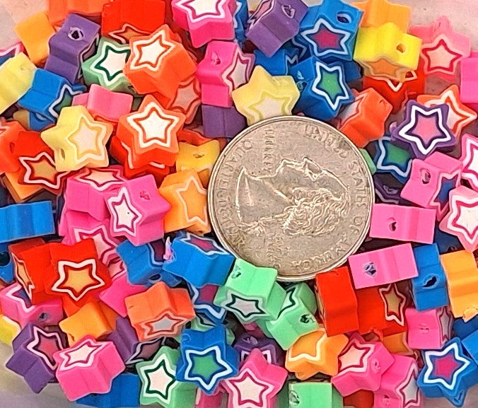 8mm Colorful Star Polymer Clay Beads 50ct