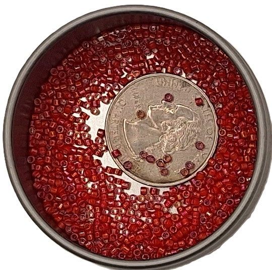 DB1780 Red White-Lined Transparent 11/0 Delica Seed Beads 5g