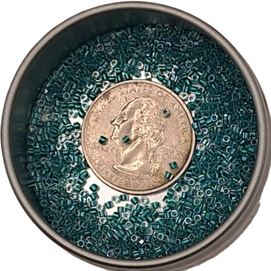 DBC918 Sparkle Teal-Lined 11/0 Delica Hex Seed Beads 5g