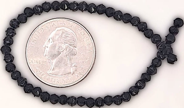 3mm Jet Black Matte English Cut Pressed Glass Czech Beads 50ct