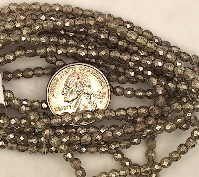 4mm Black Diamond Mercury Transparent Faceted Fire-Polished Round Beads 50ct