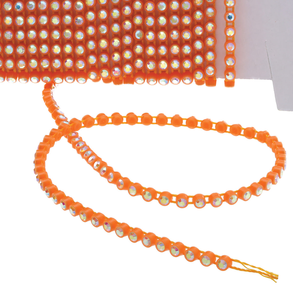 SS8 Crystal AB Orange Plastic Rhinestone Banding 10 Yards