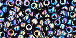 3/0 Black Metallic Rainbow Iris Toho Round Seed Beads 25g