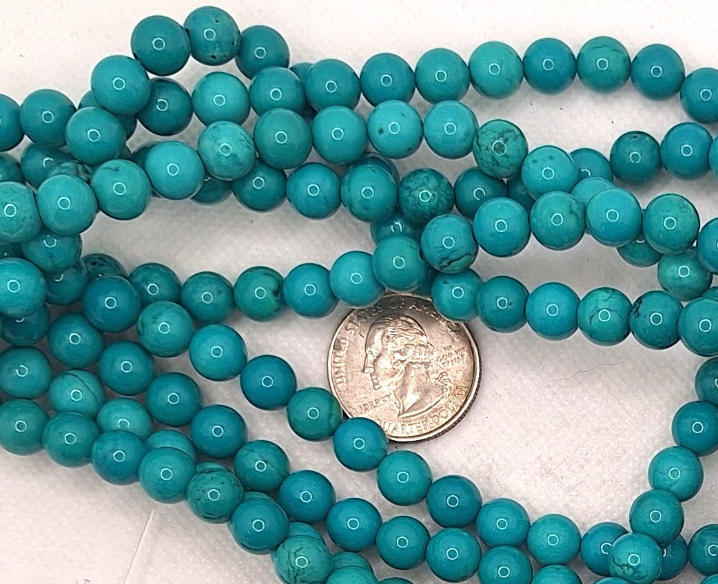 8mm Dark Green Turquoise Magnesite Dyed Round Gemstone Beads 7.5-inch Strand