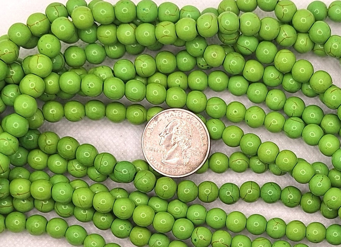 8mm Apple Green Howlite Dyed Round Gemstone Beads 15-inch Strand