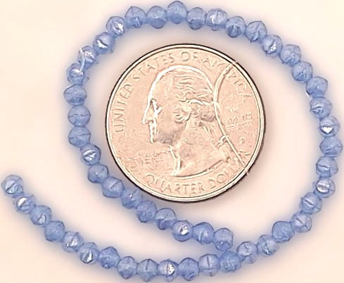 3mm Milky Sapphire Rainbow Luster English Cut Pressed Glass Czech Beads 50ct
