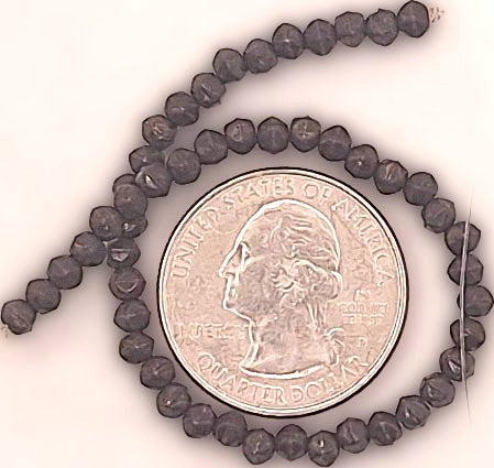 3mm Purple Opaque Bronze Picasso English Cut Pressed Glass Czech Beads 50ct