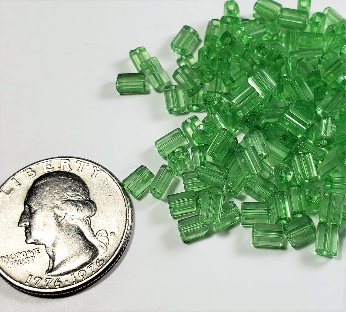 5x3.5mm Sol-Gel Grass Green Loose Tubes Czech Glass Seed Beads 25g
